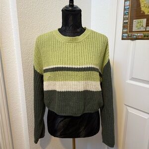 | green and white hippie cropped sweater |